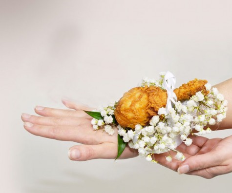 Believe it or not, this crispy corsage represents the shared love of food! Actually available from KFC!