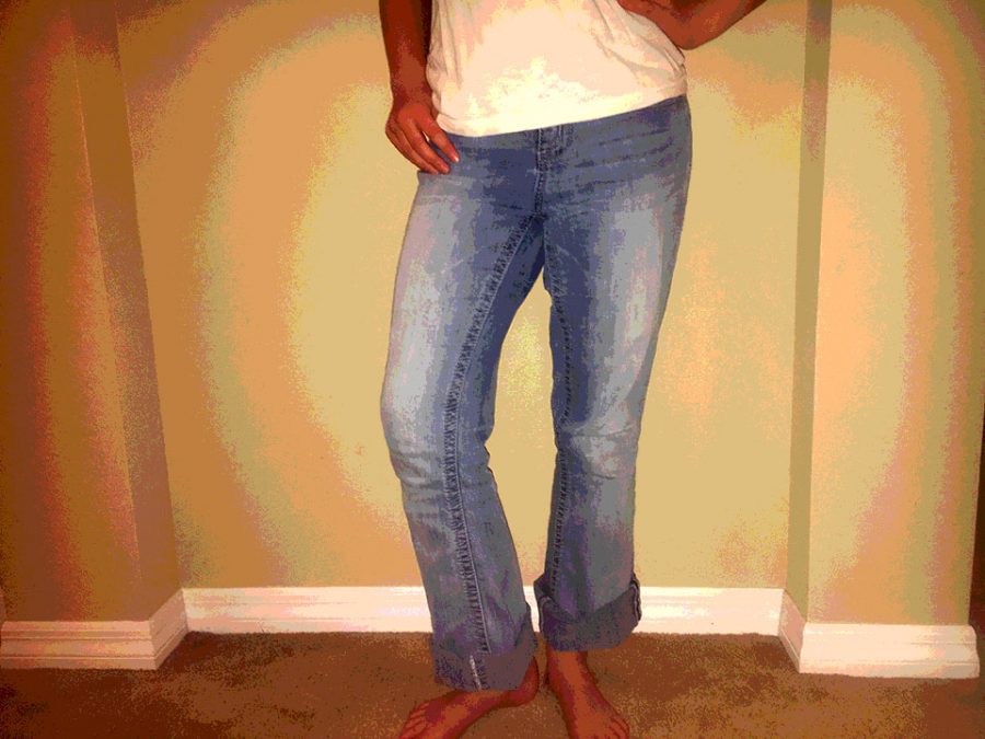Boyfriend jeans are a loose-fitted, low-rise, folded style of jeans.