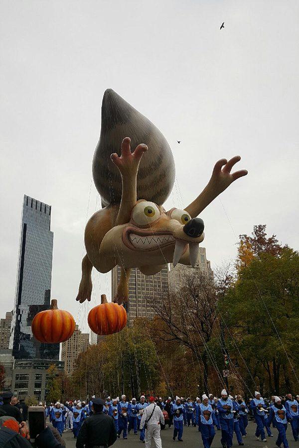  Scrat led the 2015 Macys Thanksgiving Day Parade, his first appearance and was featured again in the 2016 parade.